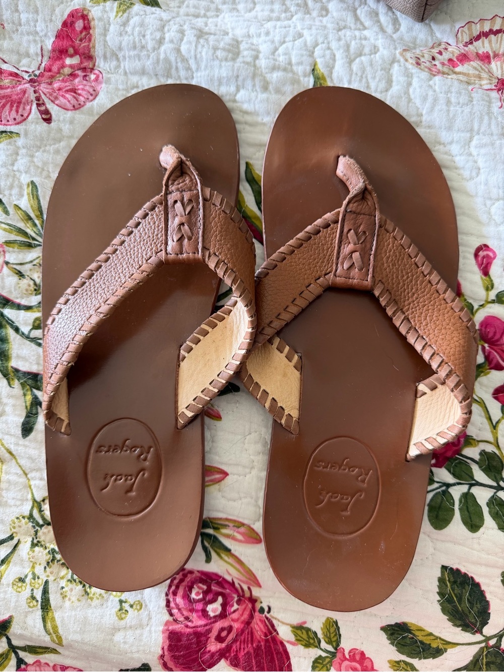Jack Rogers Brown Leather Thong Sandals